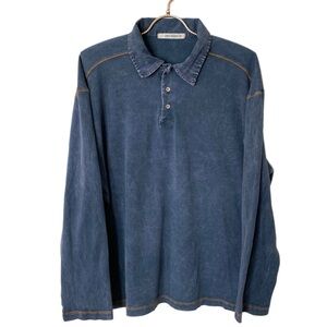 Jake Agave Polo Shirt Men's XXL Blue Collared Long Sleeve USA Ribbed